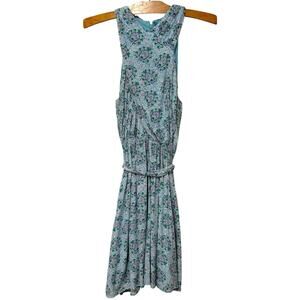 Ann Taylor LOFT | Dress Blue Floral Sleeveless Knee Length Belted- Size 4